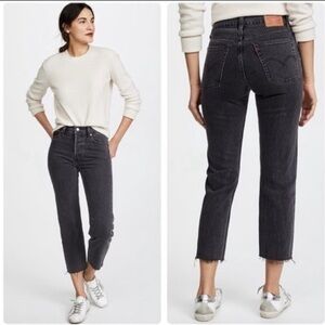 Levi's Wedgie Skinny High Rise Cropped Button Fly Black Size 25